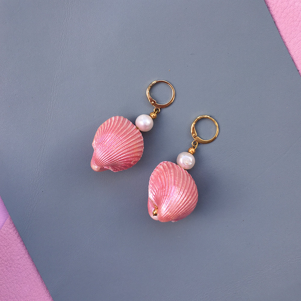 Candy Shell Pearl Earrings